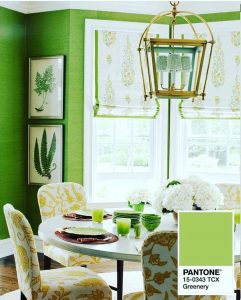 kitchen with green paint on walls